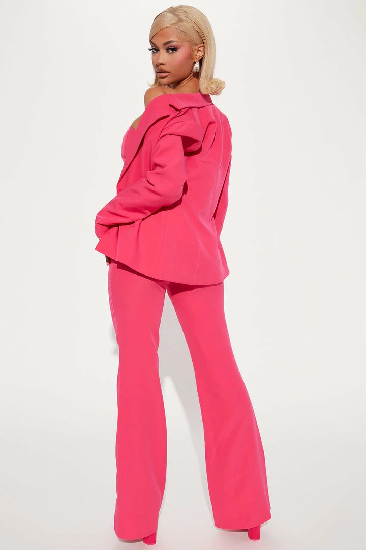 Fashion Nova Jumpsuits Charlotte Blazer Jumpsuit Set - Fuchsia