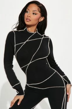 Fashion Nova Mikayla Sweater Jumpsuit - Black