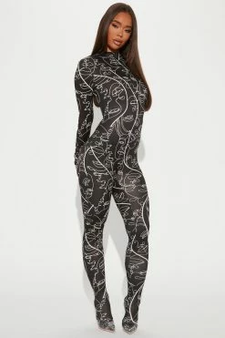 Fashion Nova In Your Face Jumpsuit - Black/combo