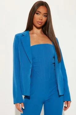 Fashion Nova Jumpsuits Charlotte Blazer Jumpsuit Set - Royal