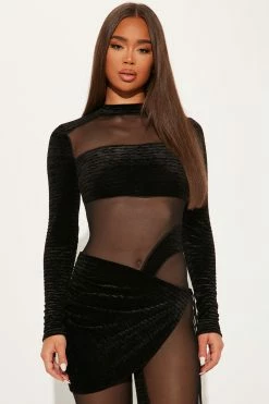Fashion Nova Jumpsuits Going Out Mesh Jumpsuit - Black