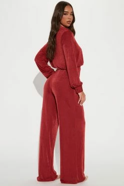 Fashion Nova Jumpsuits Selene Slinky Jumpsuit - Rust