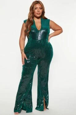 Fashion Nova Shining In Sequin Jumpsuit - Hunter Jumpsuits