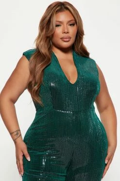 Fashion Nova Shining In Sequin Jumpsuit - Hunter Jumpsuits