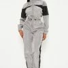 Fashion Nova Jumpsuits Out On The Track Windbreaker Jumpsuit - Silver