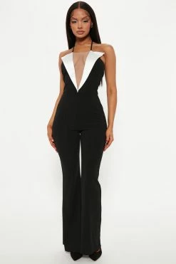 Fashion Nova Tara Tuxedo Jumpsuit - Black/White