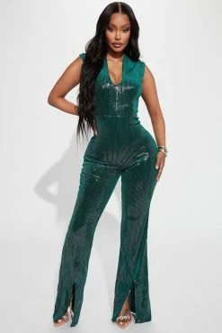 Fashion Nova Shining In Sequin Jumpsuit - Hunter Jumpsuits