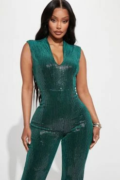 Fashion Nova Shining In Sequin Jumpsuit - Hunter Jumpsuits