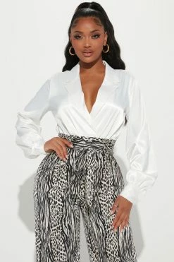 Fashion Nova Jumpsuits Clara Satin Jumpsuit - Black/White