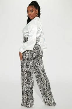 Fashion Nova Jumpsuits Clara Satin Jumpsuit - Black/White