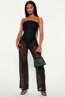 Fashion Nova Lorena Lace Jumpsuit - Black