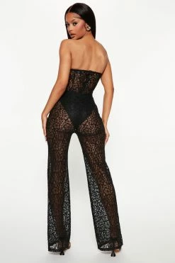 Fashion Nova Lorena Lace Jumpsuit - Black