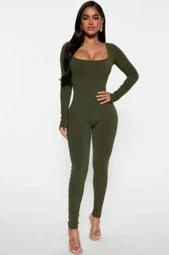 Fashion Nova Cassidy Snatched Jumpsuit - Olive
