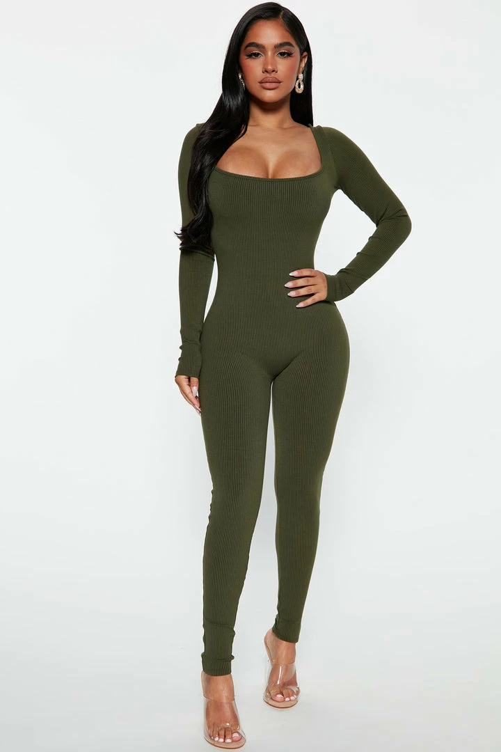 Fashion Nova Cassidy Snatched Jumpsuit - Olive