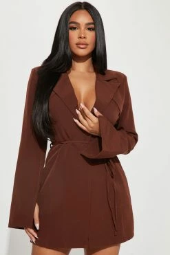 Fashion Nova Rompers Anabel Blazer Romper - Brown