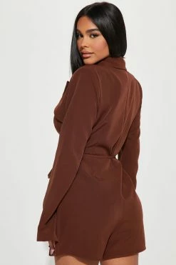 Fashion Nova Rompers Anabel Blazer Romper - Brown
