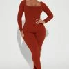 Fashion Nova Jumpsuits Cassidy Snatched Jumpsuit - Rust