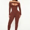 Fashion Nova Jumpsuits She's Unstoppable Jumpsuit - Chocolate