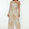 Fashion Nova Famous Fringe Jumpsuit - Gold Jumpsuits