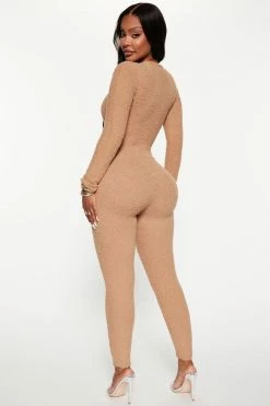 Fashion Nova All Types Of Cozy Sweater Jumpsuit - Taupe