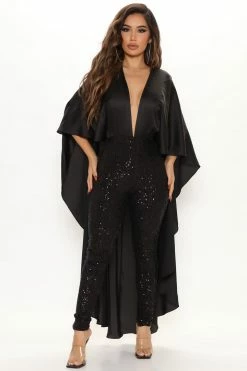 Fashion Nova Unforgettable Faces Jumpsuit - Black Jumpsuits