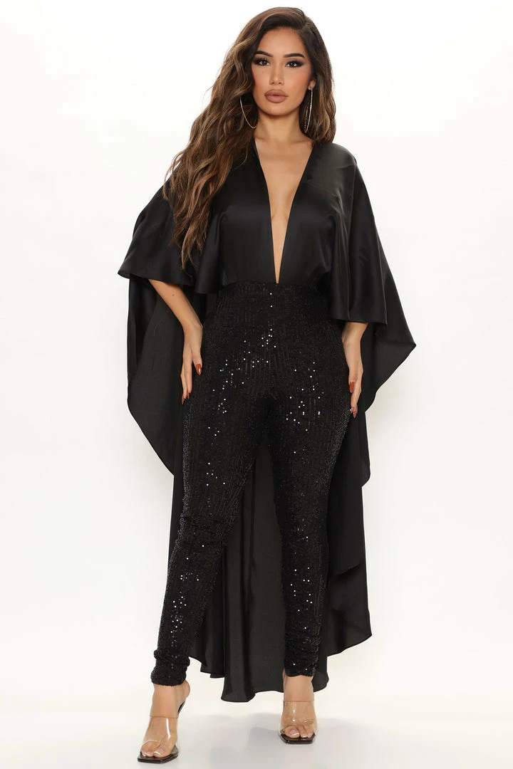 Fashion Nova Unforgettable Faces Jumpsuit - Black Jumpsuits