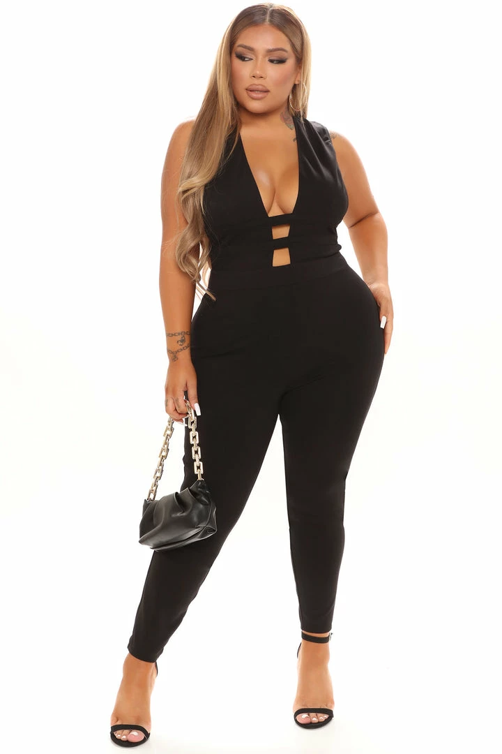Fashion Nova Don't Call Me Up Jumpsuit - Black