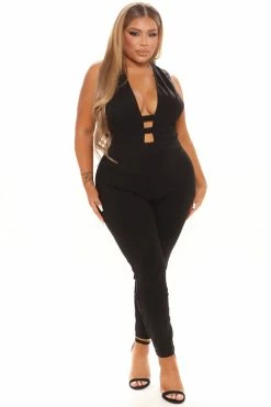 Fashion Nova Don't Call Me Up Jumpsuit - Black