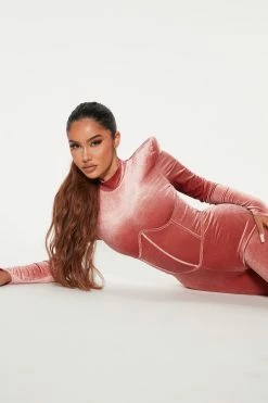 Fashion Nova Jumpsuits More Than You Know Velvet Jumpsuit - Pink
