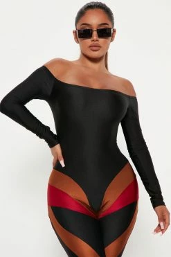 Fashion Nova No Rules Color Block Jumpsuit - Black Jumpsuits