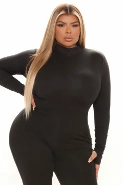 Fashion Nova Houston Hottie Thumbhole Jumpsuit - Black Jumpsuits