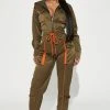 Fashion Nova Jessie Windbreaker Jumpsuit - Olive