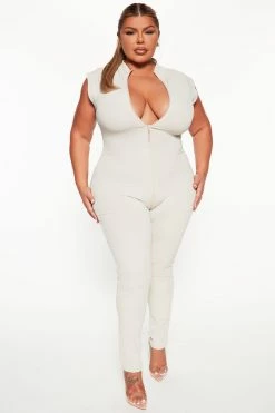 Fashion Nova Casual Day Jumpsuit - Nude