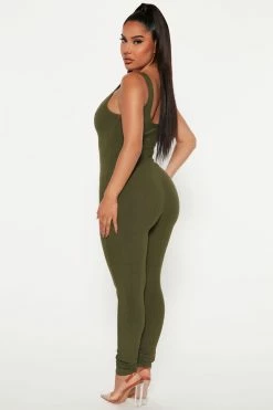Fashion Nova Maeve Scoop Neck Snatched Jumpsuit - Olive