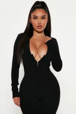 Fashion Nova Addison Snatched Jumpsuit - Black Jumpsuits