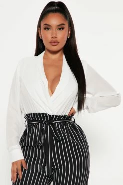 Fashion Nova Jumpsuits Business Talk Jumpsuit - Off White/combo