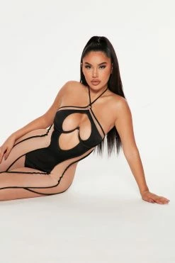 Fashion Nova Jumpsuits Just What You Need Mesh Jumpsuit - Black
