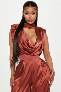 Fashion Nova Leann Satin Jumpsuit - Coco Jumpsuits