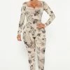 Fashion Nova Above The Rest Printed Jumpsuit - Nude