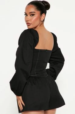 Fashion Nova Hailey Romper - Black Rompers