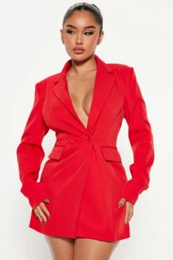 Fashion Nova All About The Business Romper - Red