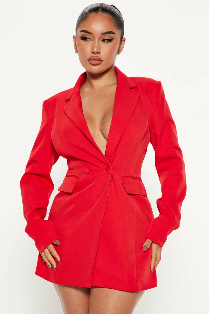 Fashion Nova All About The Business Romper - Red