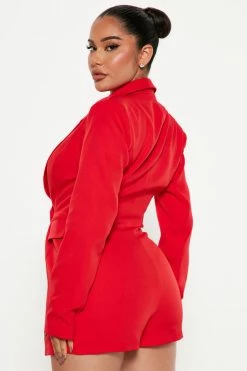 Fashion Nova All About The Business Romper - Red