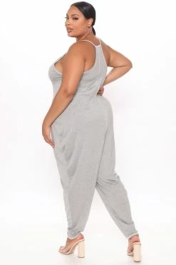 Fashion Nova Martin Tank Super Slouchy Jumpsuit - Heather Grey