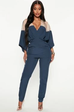 Fashion Nova Jumpsuits Weekend Feels Jumpsuit - Navy