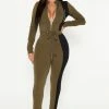 Fashion Nova Racing Through The Track Jumpsuit - Olive/combo