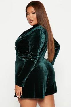 Fashion Nova Maryann Velvet Romper - Hunter