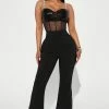 Fashion Nova Love Is A Gamble Corset Jumpsuit - Black
