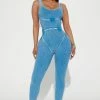 Fashion Nova Jumpsuits Maddie Ribbed Jumpsuit - Blue