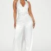 Fashion Nova Jumpsuits Love Spell Satin Jumpsuit - White